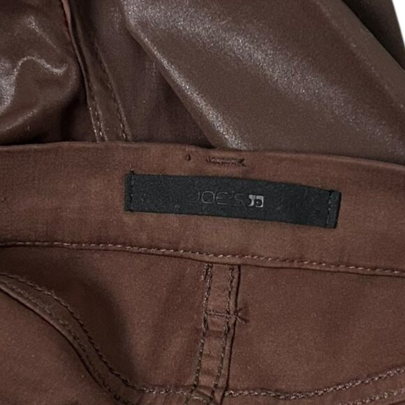 Joe's Jeans High Rise Charlie Skinny Ankle Coated Faux Leather Brown Sz 25 - Picture 7 of 8